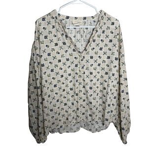 Universal Thread Blouse Women's XXL Printed Long Sleeve Colorful Artsy Top